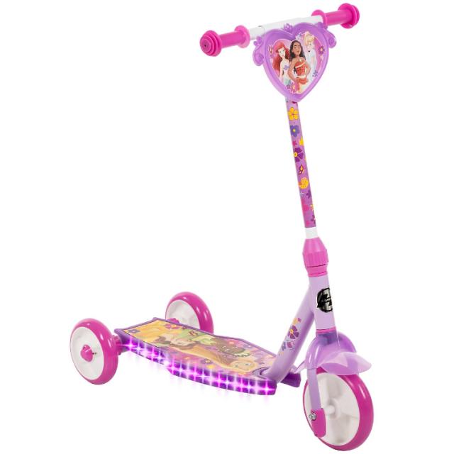 光る キックスクーター ディズニー プリンセス キックボード ライトアップ 子供 3輪 3歳から キックスケーター HUFFY
