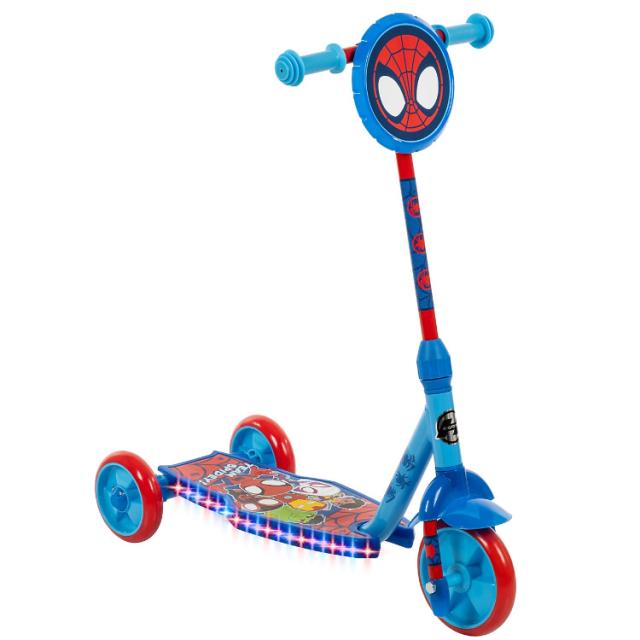 光る キックスクーター ディズニー マーベル スパイダーマン キックボード ライトアップ 子供 3輪 3歳から キックスケーター HUFFY