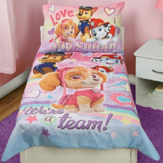 パウ・パトローラー ピンク 子供 寝具 4点 セット トドラーベッディング パウパト 子ども用 ベッドカバー 掛布団 シーツ 枕カバー