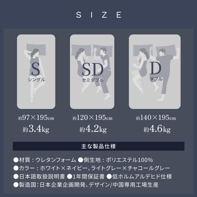 GOKUMIN マットレス トッパー 高反発マットレス ストレート シングル 厚さ5cm 高反発 ウレタンマットレス トッパー マットレストッパー 1層構造 フラット やや硬め 腰 背中 寝姿勢 へたりにくい 抗菌 防臭 低ホルムアルデヒド_16