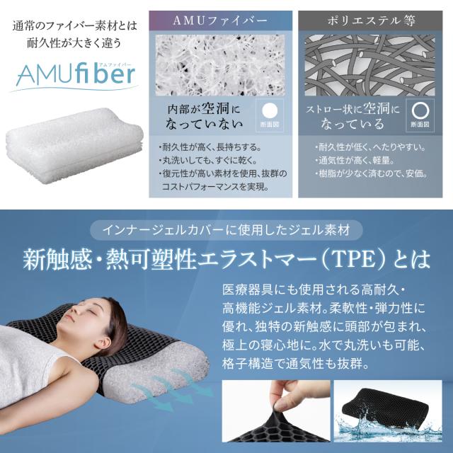 ジェル × ファイバー 洗える まくら ファイバーピロー エアー枕 ジェル