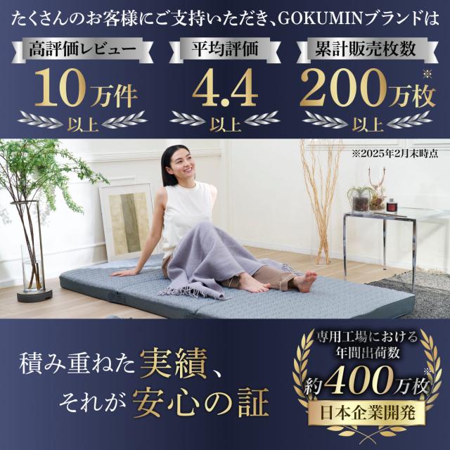 三つ折り マットレス 硬め 高反発 GOKUMIN 腰を支えるファイバーマットレス 厚さ9cm シングル 腰痛 腰対策 通気性 折りたたみ 折り畳み 洗える 丸洗い カビ 湿気 アレルギー 対策 リライブファイバーマットレス ベッドマットレス