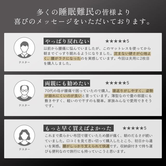 GOKUMIN ストレートマットレス 超高反発 メッシュカバー 超高密度 腰痛対策 硬め 5cm厚 選べる寝心地 取っ手付きで持ち運び便利 コンパクト へたりにくい 竹炭配合 抗菌防臭調湿 低ホルムアルデヒドセミダブル_3