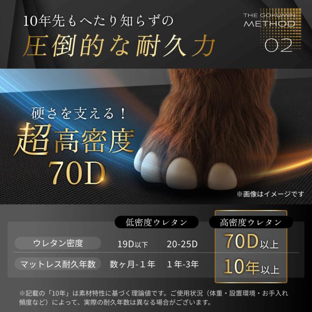 GOKUMIN ストレートマットレス 超高反発 メッシュカバー 超高密度 腰痛対策 硬め 5cm厚 選べる寝心地 取っ手付きで持ち運び便利 コンパクト へたりにくい 竹炭配合 抗菌防臭調湿 低ホルムアルデヒドセミダブル_6