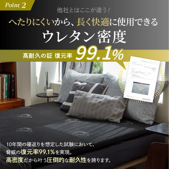 GOKUMIN 高反発マットレス ダブル 長さ195 幅140 厚さ5cm 重ねるだけ睡眠改革】高反発マットレス ダブル(幅140×縦195×厚さ5cm