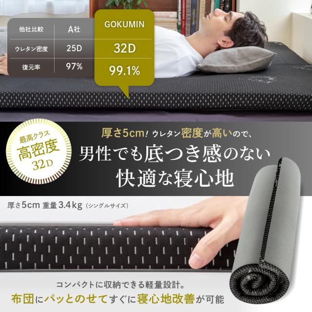 重ねるだけ睡眠改革】高反発マットレス ダブル(幅140×縦195×厚さ5cm