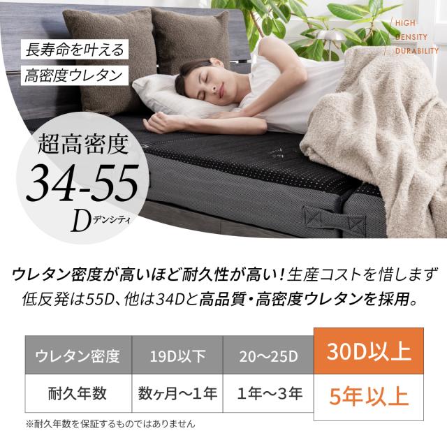 マットレス セミシングル(スリム幅80×縦195×極厚15cm) 究極の 4層 三つ折りマットレス アルティメイトマットレス 高反発 低反発 折りたたみ 三つ折り 三つ折 高反発マットレス 腰 背中 肩 負担軽減