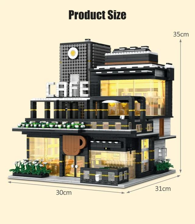 MOC LEGO レゴ ブロック 互換 コーナーカフェショップ ライト付き_4