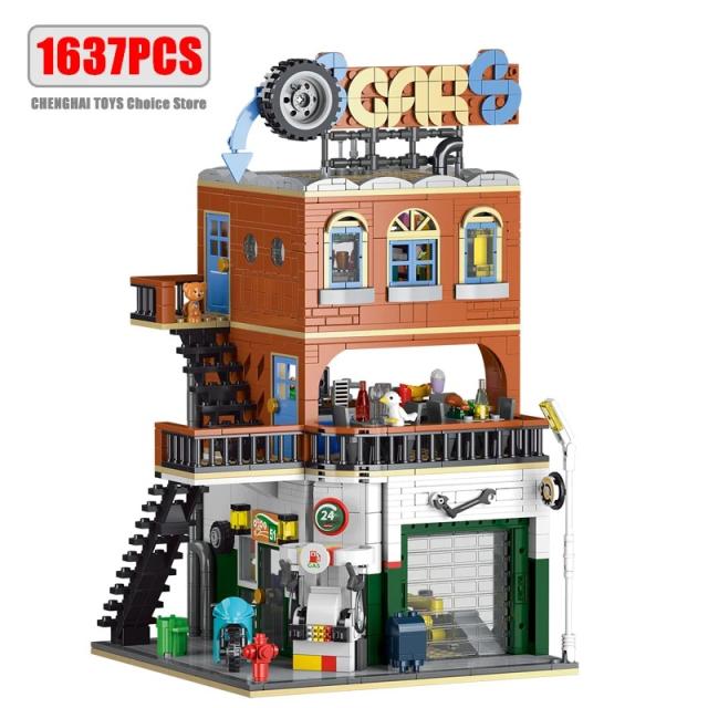 MOC LEGO レゴ ブロック 互換 車の修理工場 1637個