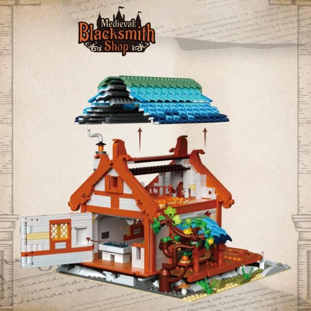 MOC LEGO レゴ ブロック 互換 中世の鍛冶屋風の建物 1707個_2