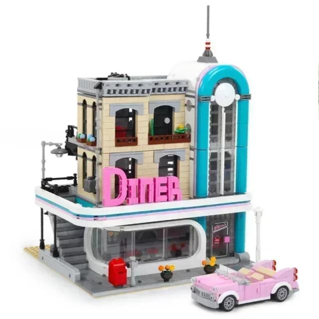 MOC LEGO レゴ ブロック 互換 レストランのあるモジュラー建築 2488個_1