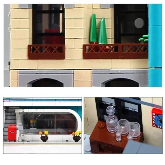 MOC LEGO レゴ ブロック 互換 レストランのあるモジュラー建築 2488個_2
