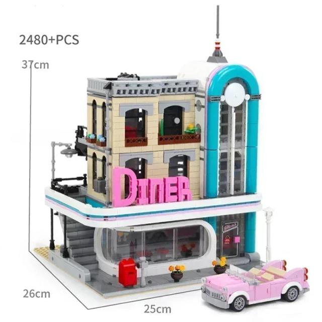 MOC LEGO レゴ ブロック 互換 レストランのあるモジュラー建築 2488個_5