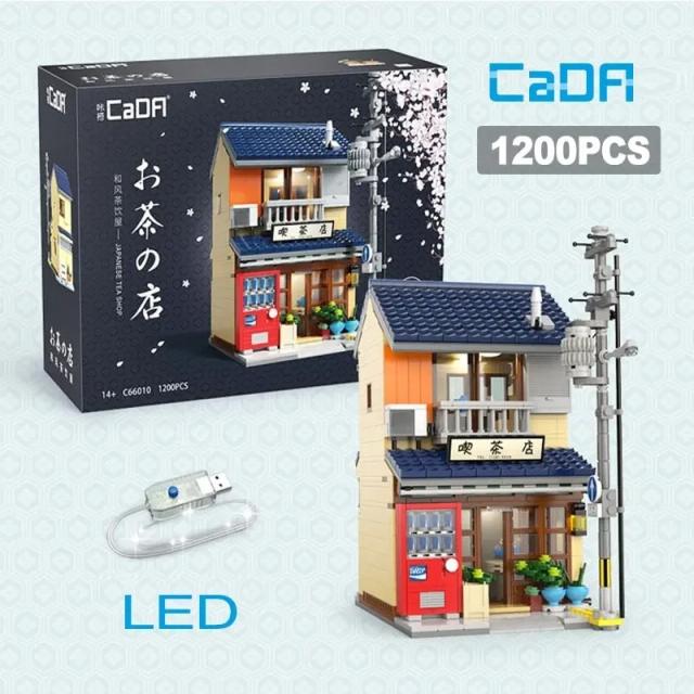 MOC LEGO レゴ ブロック 互換 1200個 日本の街並み 昭和レトロ お茶の店 喫茶店　LEDライト付き