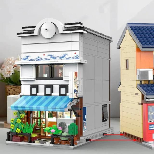 MOC LEGO レゴ ブロック 互換 1665個 日本の街並み 昭和レトロ 寿司屋　LEDライト付き_6