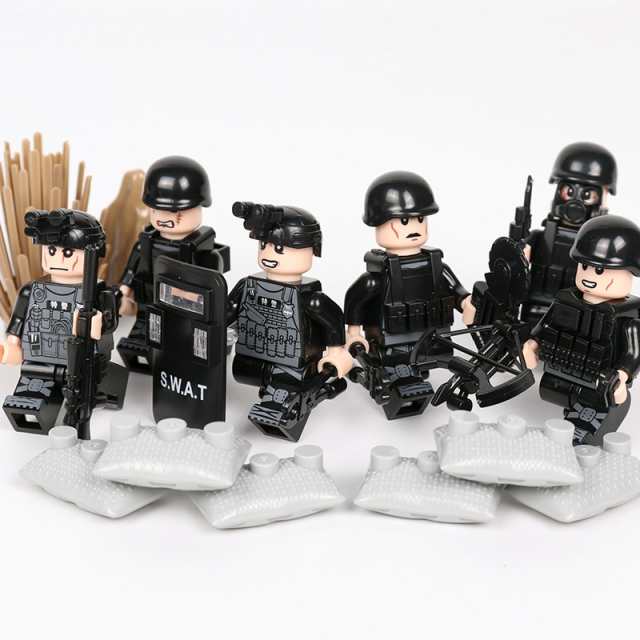 MOC LEGO レゴ ブロック 互換 SWAT 特殊部隊 アンチテロ部隊 カスタム ミニフィグ 6体セット 大量武器・装備・兵器付き