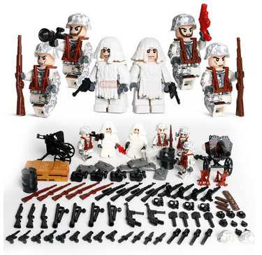 MOC LEGO レゴ ブロック 互換 WW2 第二次世界大戦 ドイツ軍 ナチス 雪中戦 兵士 ミニフィグ 6体セット 大量武器・装備・兵器付き  【海外｜au PAY マーケット