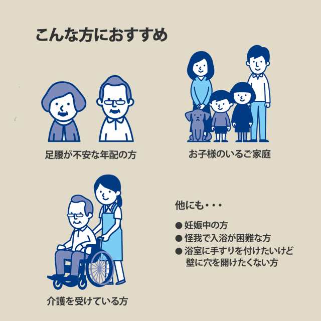 浴槽用手すり 工事不要 簡単取り付け 浴室 お風呂 手すり ハンドル 入浴介助 介護 用品 転倒防止 取っ手 バスルームの通販はau Pay マーケット T Brand Au Pay マーケット店