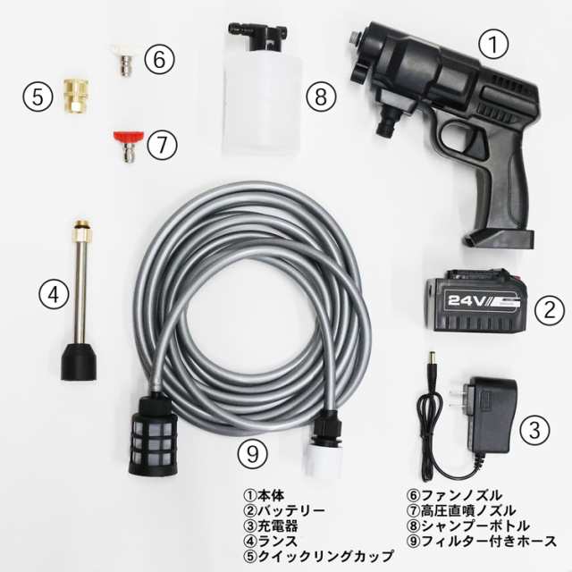 コードレス 高圧洗浄機 充電式 24V 3.0MPa ポータブル ガン タイプ 小型 軽量 コンパクト 家庭用 洗車 ハンディ クリーナー ウォッシャーの通販はau  PAY マーケット - T BRAND au PAY マーケット店 | au PAY マーケット－通販サイト