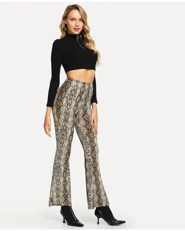 春新作 パイソン 柄パン レディース 女性 フレアパンツ モダールレーヨン カジュアル ズボン 高品質 ボトムス ウエストゴム 蛇柄の通販はau Pay マーケット Ecec Shop