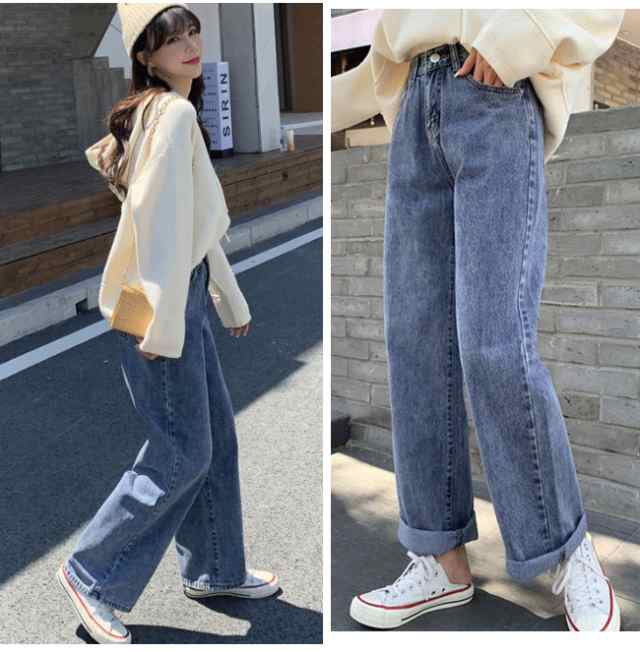 楽天市場】デニム ワイドパンツハイウエストレディース ジーンズ