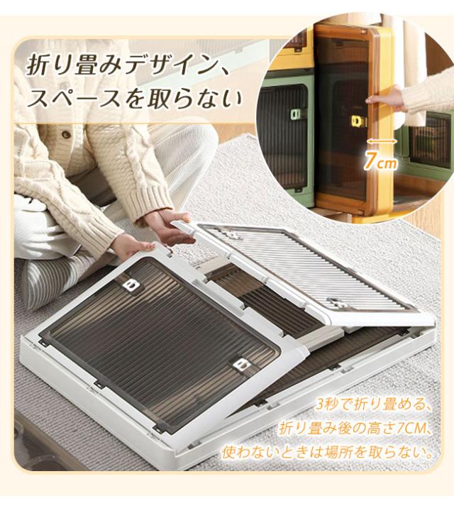 期間限定★10%OFFクーポン★新作 収納ボックス 折りたたみ 120L 5面開閉 前面両開き開閉 67*47*37cm 大きめサイズ 隠れキャスター付き コンテナー 組立簡単 積み重ね 新生活 災害用 プラスチック おしゃれ 衣装布団 収納ケース 大容量 物入れ 移動便利 透明 ボックス_8