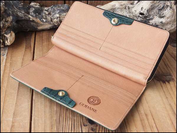 新入荷 クロコダイル 長財布 ダークグリーン 本革 ワニ革 ゴールドファスナー クロコダイル 長財布 ダークグリーン ゴールドファスナー 新品未使用