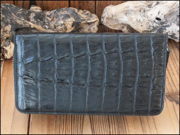 1円～ GODANE カイマンクロコ腹革 Wファスナージャバラ長財布 8055cpRD/BK ベリー / 内側一部擦れ跡訳有 カイマンワニ革 長財布 メンズ ラウンドファスナー カイマンクロコ