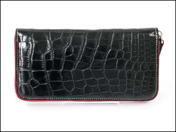 GODANE　ゴダン正規販売代理店　財布 シャムクロコダイル　ラウンドファスナー　spsw1201sd BlackRedインサイドレッド　内側　栃木レザー_1