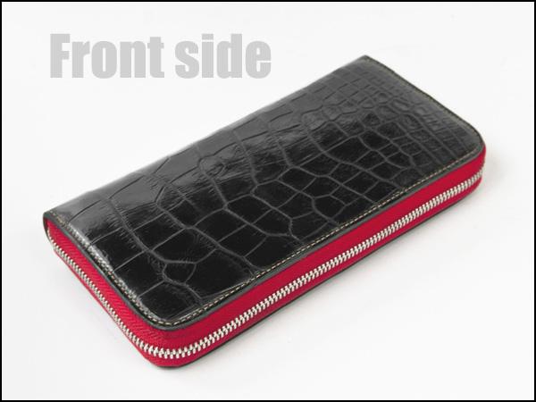 GODANE　ゴダン正規販売代理店　財布 シャムクロコダイル　ラウンドファスナー　spsw1201sd BlackRedインサイドレッド　内側　栃木レザー_2