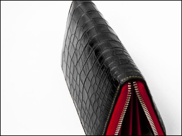 GODANE　ゴダン正規販売代理店　財布 シャムクロコダイル　ラウンドファスナー　spsw1201sd BlackRedインサイドレッド　内側　栃木レザー_4