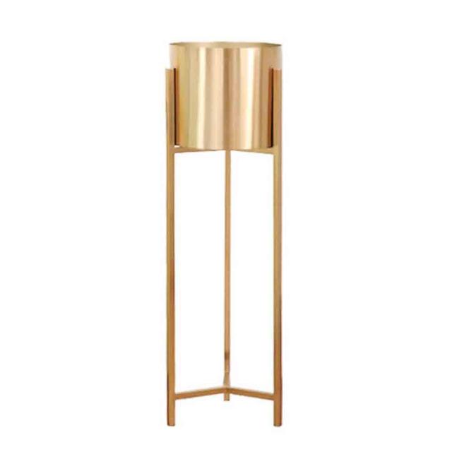 花瓶　スタンド付き花入れ　鉢植え　ステンレス　金属製　飾りつけ　インテリア・ロビー・玄関用　製品サイズ：直径約27cm　高さ約87cm花瓶