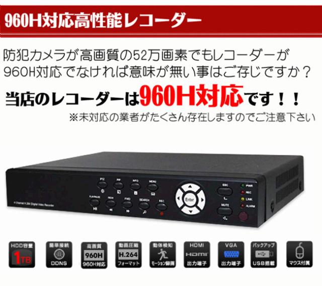 4ch 防犯カメラ一式　HR100 4ch 防犯カメラ一式 HR100