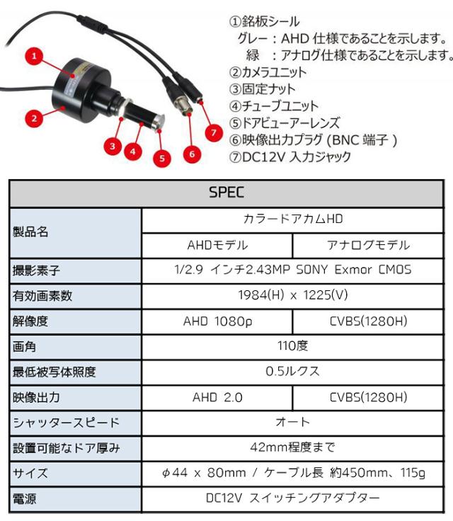 玄関用 防犯カメラ 200万画素 ドアビューアー型 ドアスコープ カラードアカムHD 隠し ドア ビューアー スコープ 玄関 扉 防犯 カメラ セキュリティ 監視 覗き穴 カメラ カラー CCD 防犯グッズ ドアカム ホームセキュリティ 屋内 監視カメラ 送料無料 ポイント消化_5