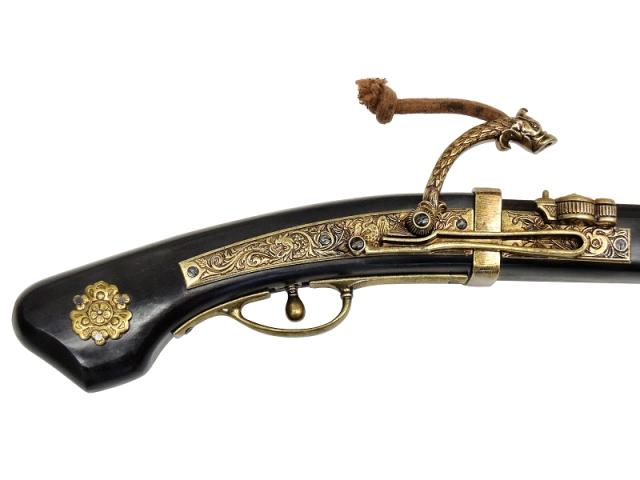 アンティーク火縄銃 模造 レプリカ 金色 約110cm