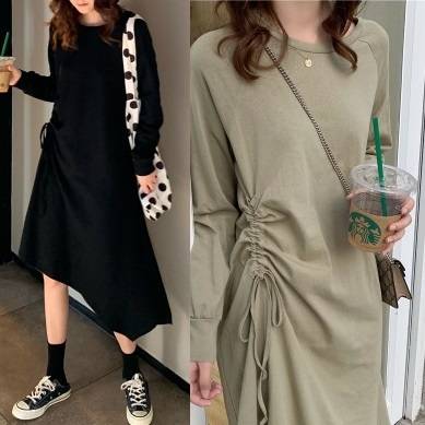 アシンメトリー ワンピース 絞り デザイン 可愛い 黒 白 長袖 Crの通販はau Pay マーケット Crafts