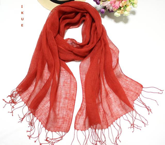 フランスの天然リネン亜麻100 Uvカット大判ストール スカーフ ショール マフラー ワインレッドの通販はau Pay マーケット Ikueショップ