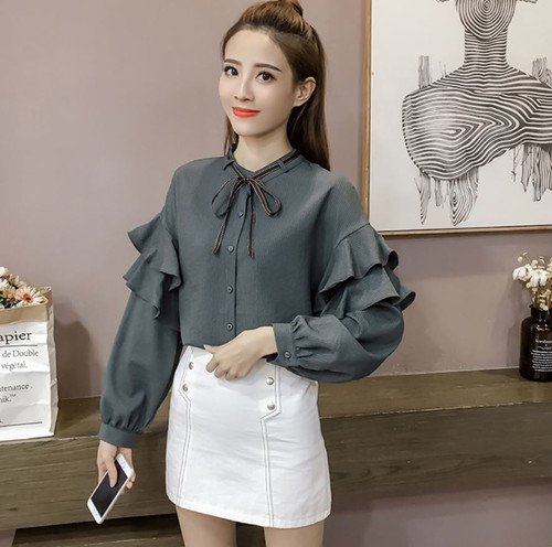 大きいサイズ レディース トップス 春 レディース シャツ ブラウス 長袖 リボン タイ ブラウス フリル 無地 ホワイト グレー ピンクの通販はau Pay マーケット ｈａｒｕ ｆｏｏ