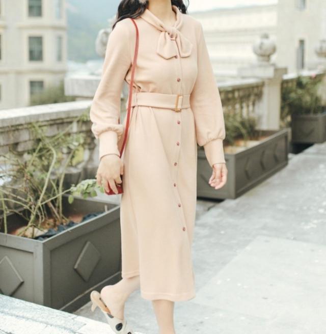 冬 トレンド ワンピース ニット ロング丈 ボウタイ ウエストマーク ベルト ハイウエスト レトロ 女子会 デート オフィス Hの通販はau Pay マーケット ｈａｒｕ ｆｏｏ