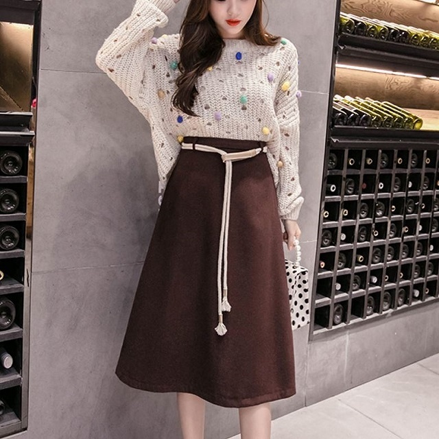 冬 トレンド スカート ハイウエスト 膝丈 Aライン シンプル ガーリー フェミニン ふんわり Hfの通販はau Pay マーケット ｈａｒｕ ｆｏｏ