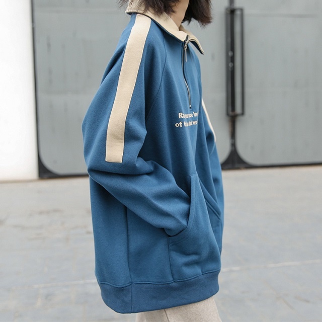 レディース ファッション トップス スウェット プルオーバー トレーナー ジャージ ロゴ ハーフジップ ブルー ブラック 春秋冬の通販はau Pay マーケット ｈａｒｕ ｆｏｏ