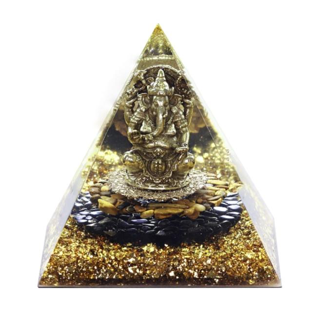 在庫限り】置物 オルゴナイト ガネーシャ ストーン チャクラ 幸運