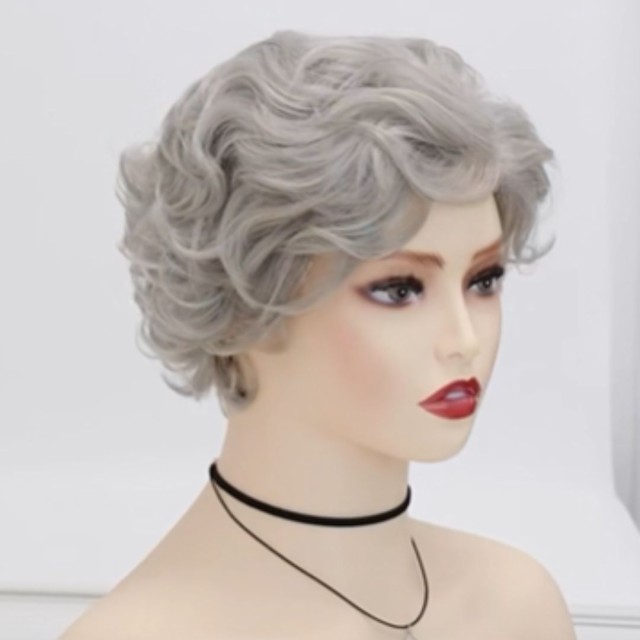 本命ギフト ミセスウィッグ シニア向け かつら グレーカラー 60代 ショート ショート