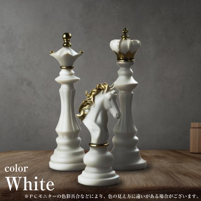 アンティーク調仕上げ・微細な塗装ムラ等あり】チェス 駒 置物 3種類