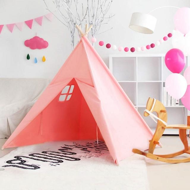 特大サイズ キッズテント ティピーテント ホワイトorピンク キャンパス 子供室内テント 窓付き 簡単組み立て 秘密基地 シークレットの通販はau Pay マーケット Aio