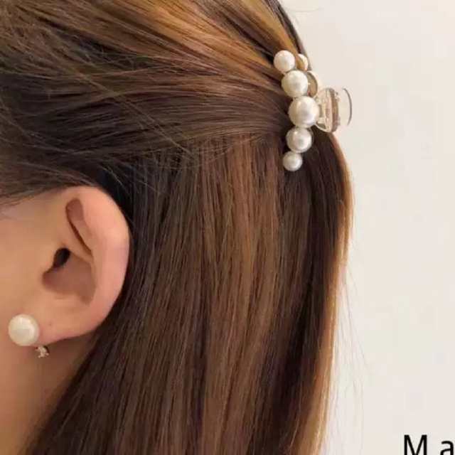 パールバレッタ パール(S) シンプル オフィス ヘアアクセ ヘアアクセサリー レディース 大人っぽい かわいい 大人カジュアルなアクセサリ