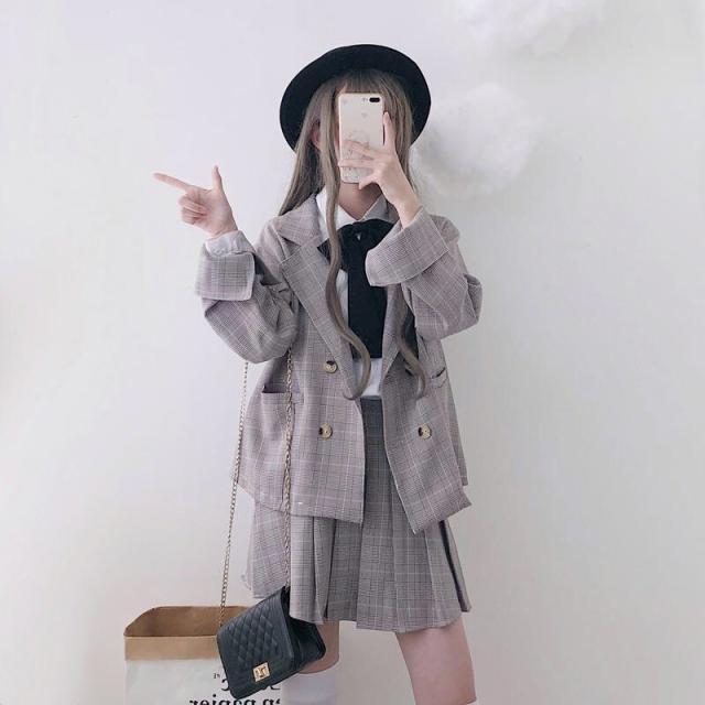 グレンチェック Mサイズ セットアップ レディースコーデ チェック柄 学院 セットアップ レディース コート スカート 二点セッの通販はau Pay マーケット Aio