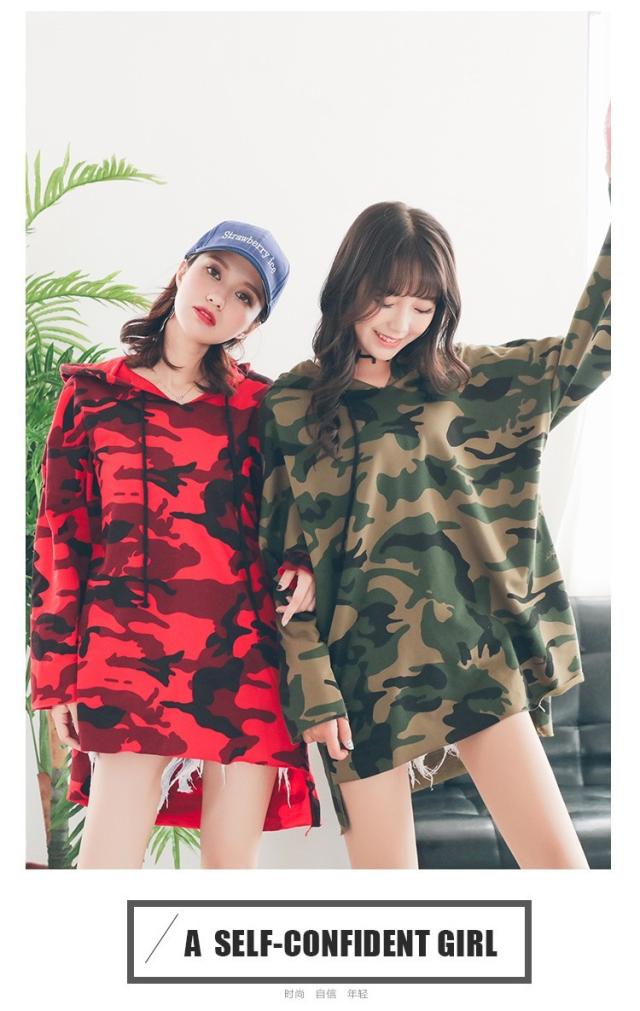 迷彩 ダンス パーカー ビッグシルエット ストリート カモフラ カモフラージュ K Pop 原宿系ファッションパーカー 期間限定今なら送料無料