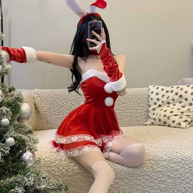 クリスマス バニーサンタ サンタクロース うさみみ サンタ コスプレ ワンピース hyp0039-1.jpg