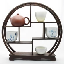 中国アンティーク飾り台　中国茶器 THE-SECRET-GARDEN シノワズリ 珍品棚 中国茶器 飾り棚 木製 丸